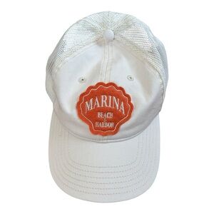 Marina Beach Club White Mesh Trucker Hat | Coastal Resort Summer Cap